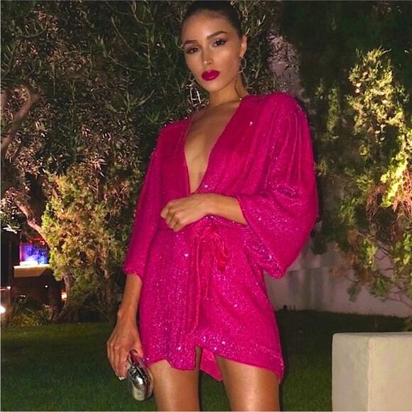 NWT Retrofete Hot Pink Gabrielle Robe Dress - Picture 1 of 16